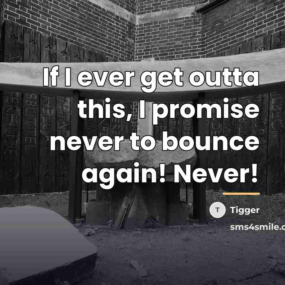 “If I ever get outta this, I promise never to…” quote by Tigger