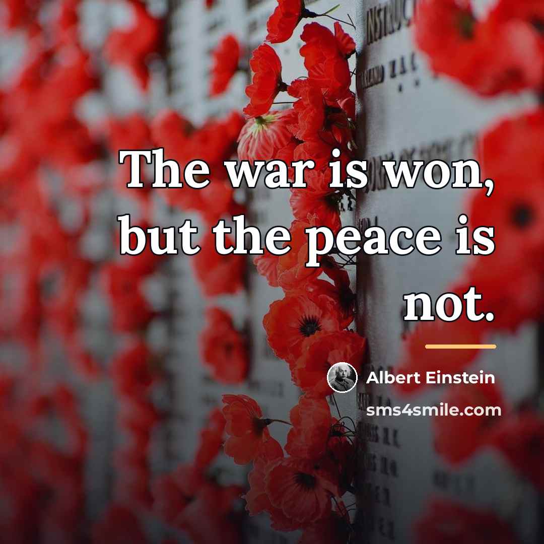 “The war is won, but the peace is not.…” quote by Albert Einstein