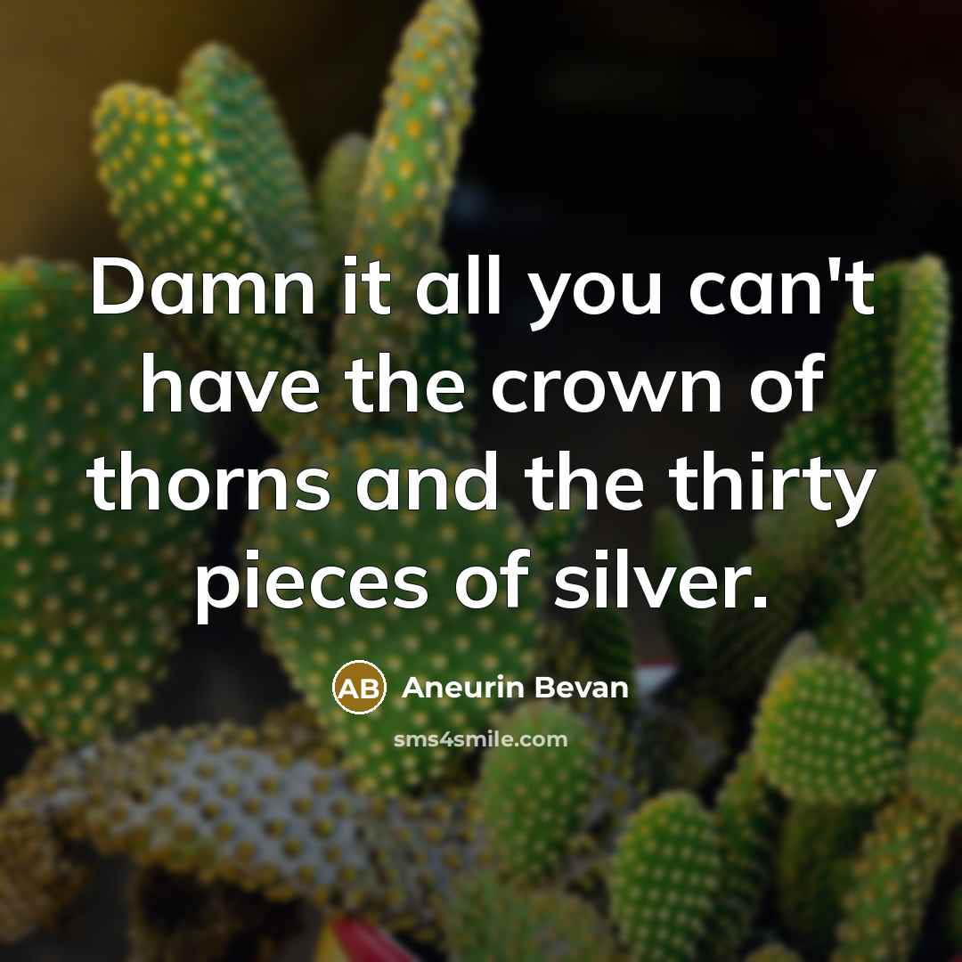 “Damn it all you can't have the crown of thorns…” quote by Aneurin Bevan