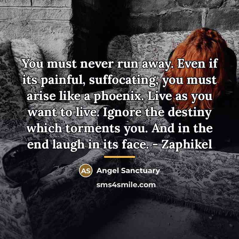 “You must never run away. Even if its painful, suffocating,…” quote by Angel Sanctuary