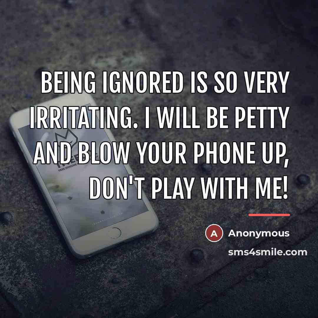 “Being ignored is so very irritating. I will be petty…” quote by Anonymous