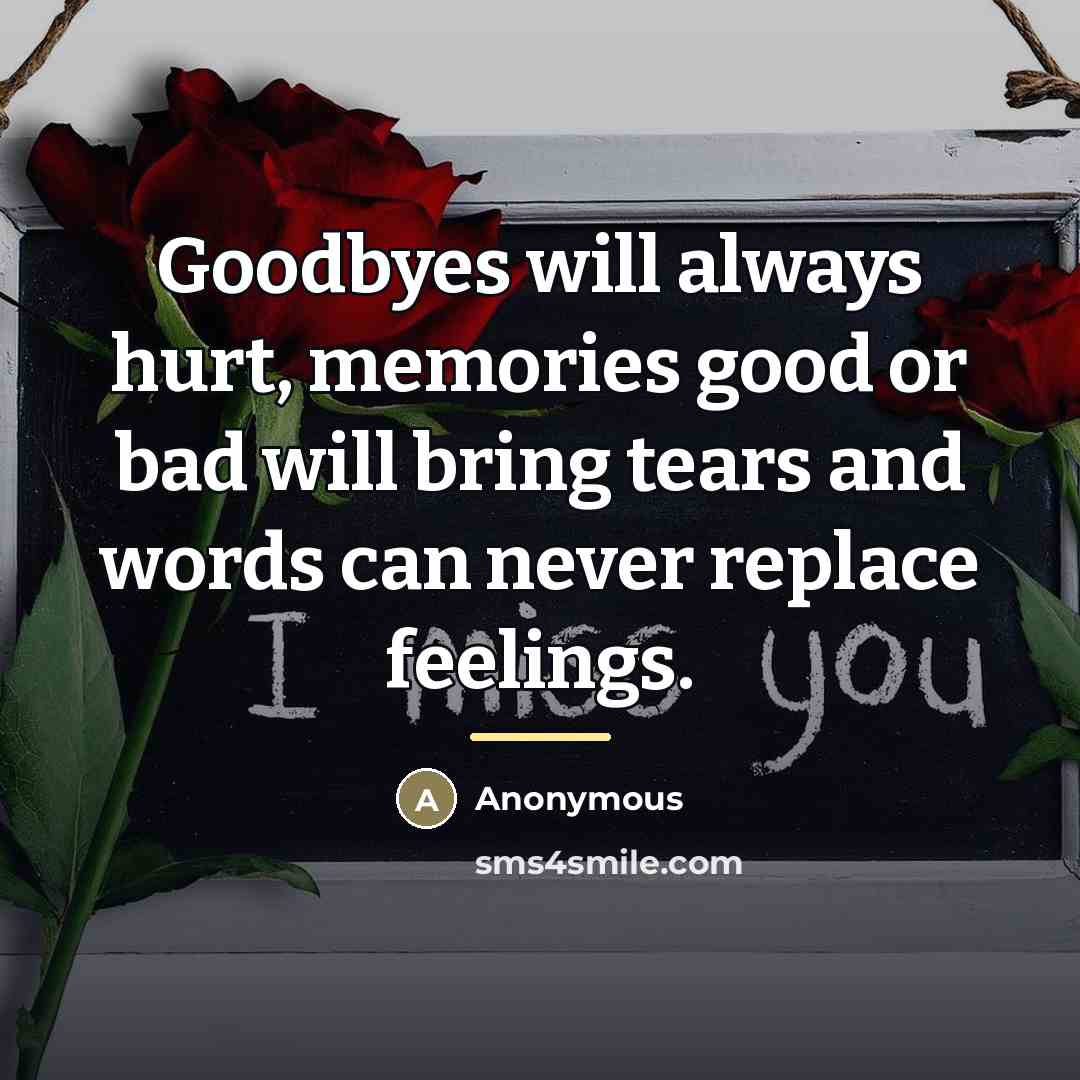 “Goodbyes will always hurt, memories good or bad will bring…” quote by Anonymous