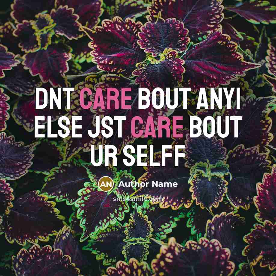 “Dnt care bout any1 else jst care bout ur selff…” quote by Author Name