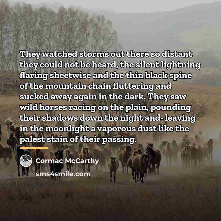 “They watched storms out there so distant they could not…” quote by Cormac McCarthy