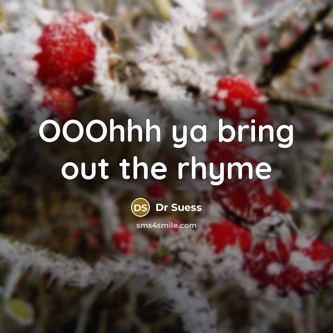 “OOOhhh ya bring out the rhyme…” quote by DR SUESS
