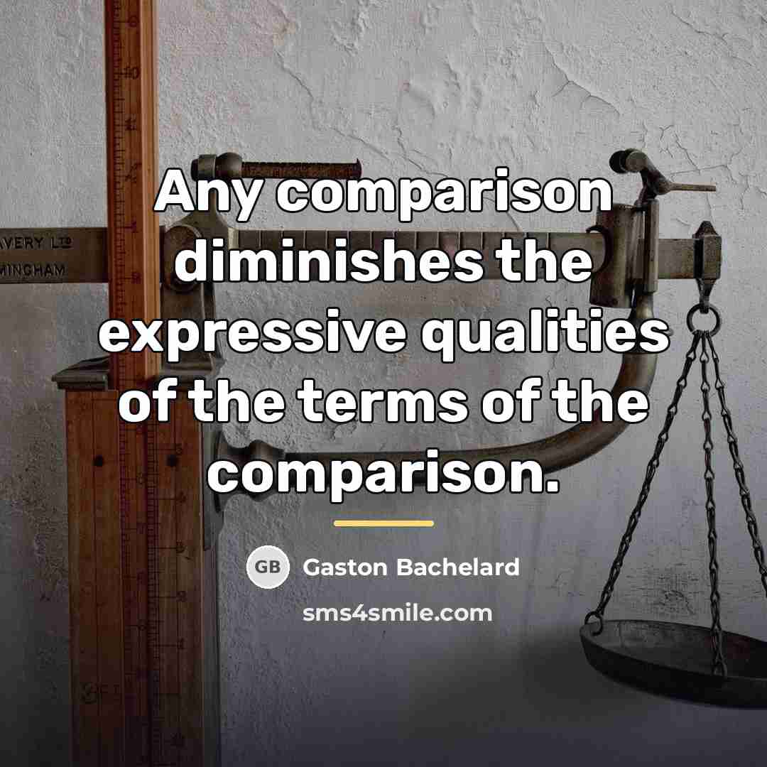 “Any comparison diminishes the expressive qualities of the terms of…” quote by Gaston Bachelard
