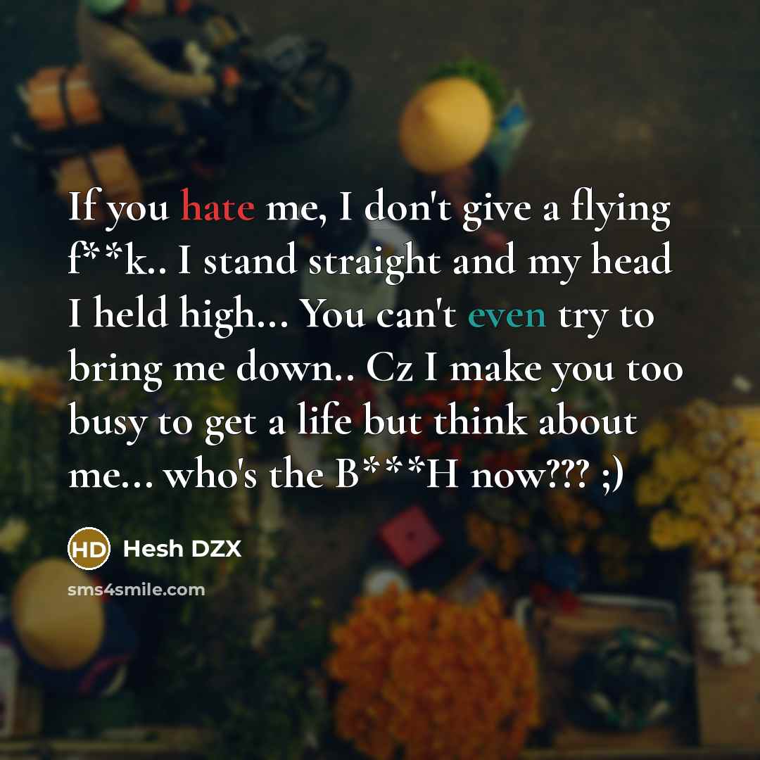 “If you hate me, I don't give a flying f**k..…” quote by Hesh DZX