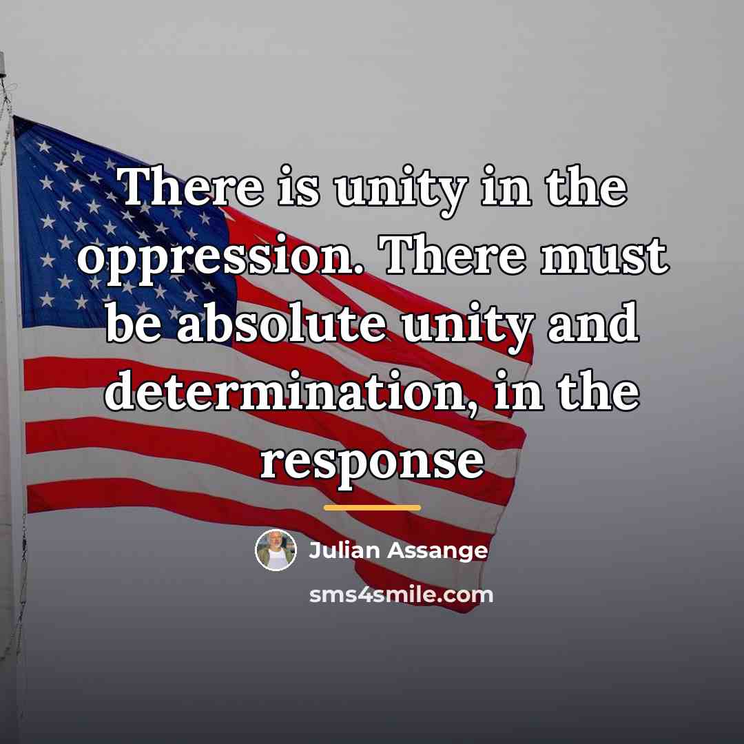 “There is unity in the oppression. There must be absolute…” quote by Julian Assange
