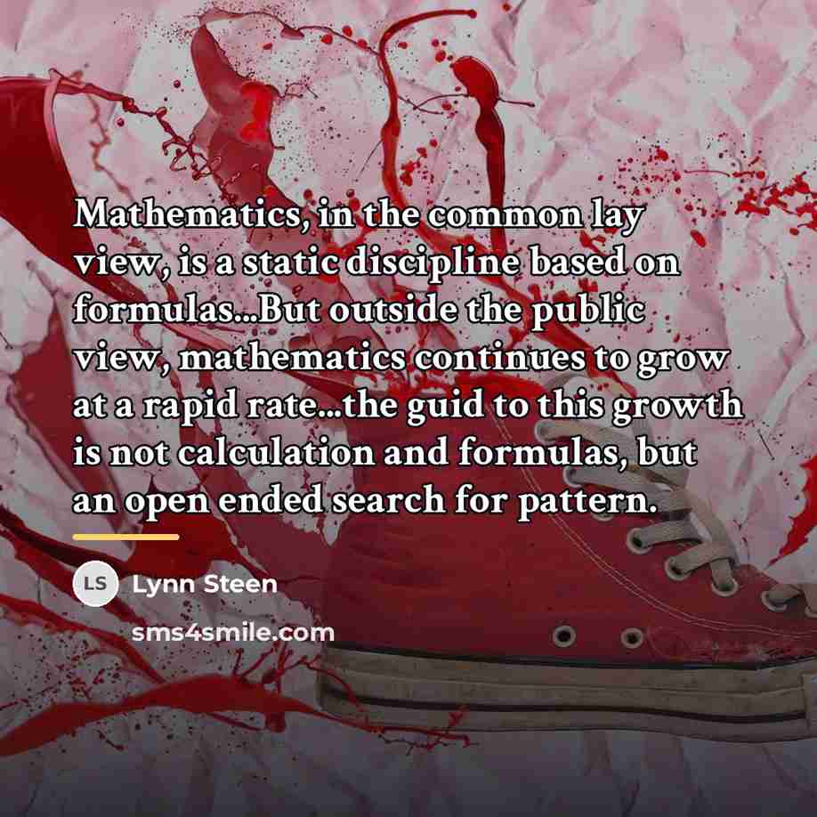 “Mathematics, in the common lay view, is a static discipline…” quote by Lynn Steen