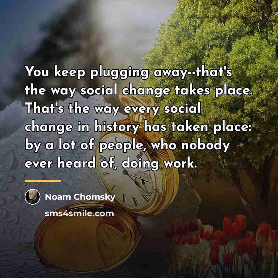 “You keep plugging away--that's the way social change takes place.…” quote by Noam Chomsky