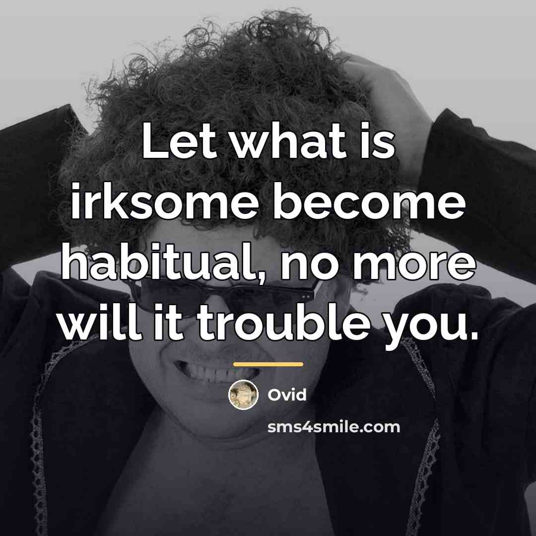 “Let what is irksome become habitual, no more will it…” quote by Ovid