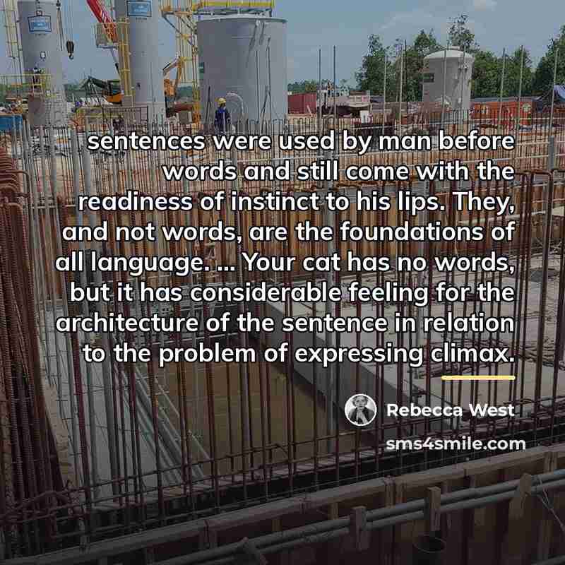 “sentences were used by man before words and still come…” quote by Rebecca West