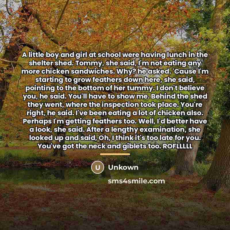 “A little boy and girl at school were having lunch…” quote by Unkown