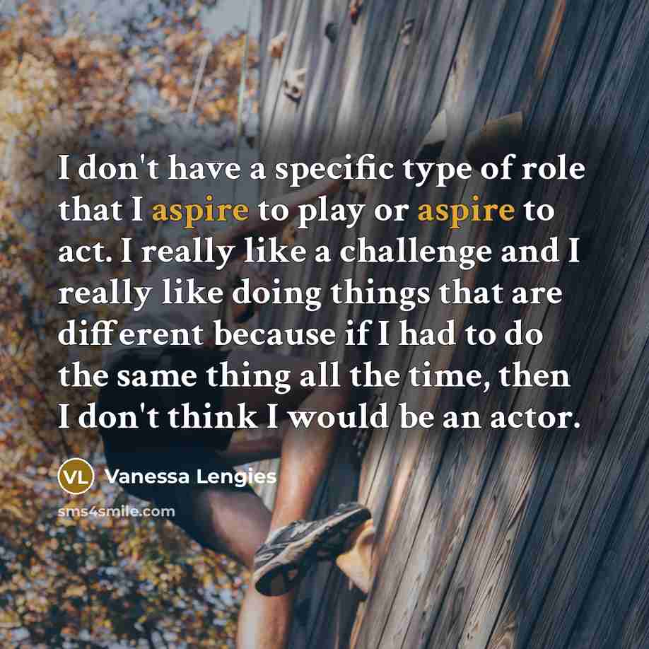 “I don't have a specific type of role that I…” quote by Vanessa Lengies