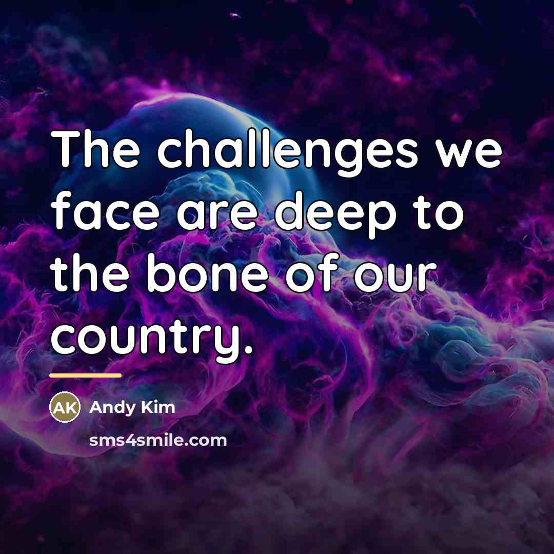 “The challenges we face are deep to the bone of…” quote by Andy Kim