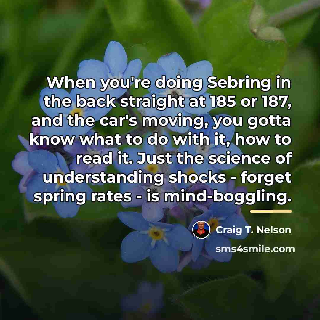 “When you're doing Sebring in the back straight at 185…” quote by Craig T. Nelson