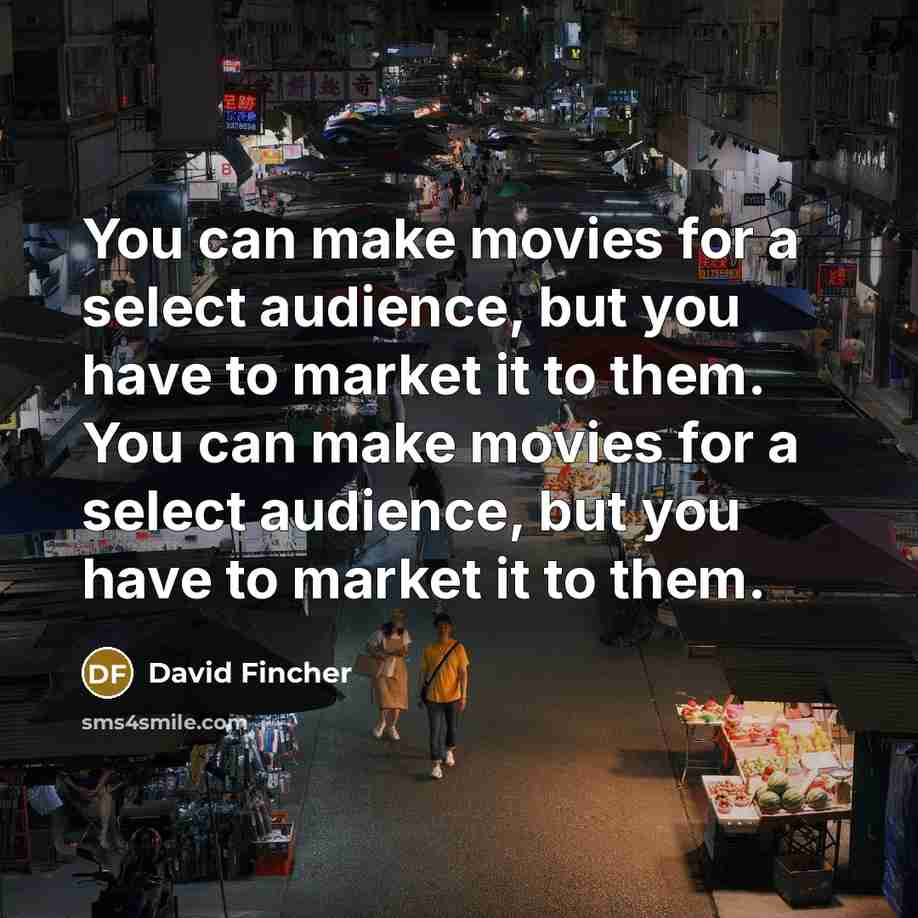 “You can make movies for a select audience, but you…” quote by David Fincher