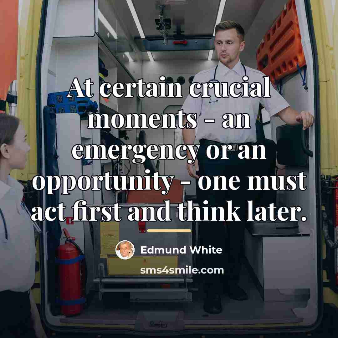 “At certain crucial moments - an emergency or an opportunity…” quote by Edmund White