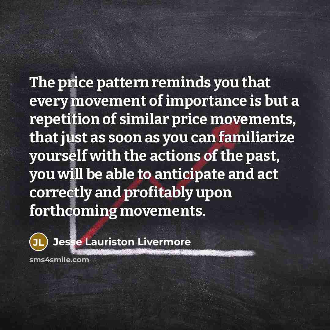 “The price pattern reminds you that every movement of importance…” quote by Jesse Lauriston Livermore