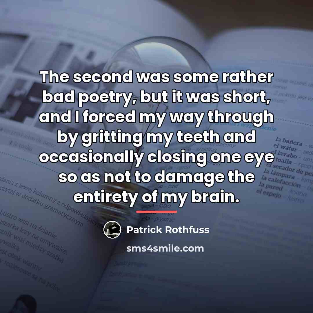 “The second was some rather bad poetry, but it was…” quote by Patrick Rothfuss
