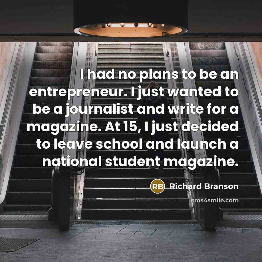 “I had no plans to be an entrepreneur. I just…” quote by Richard Branson