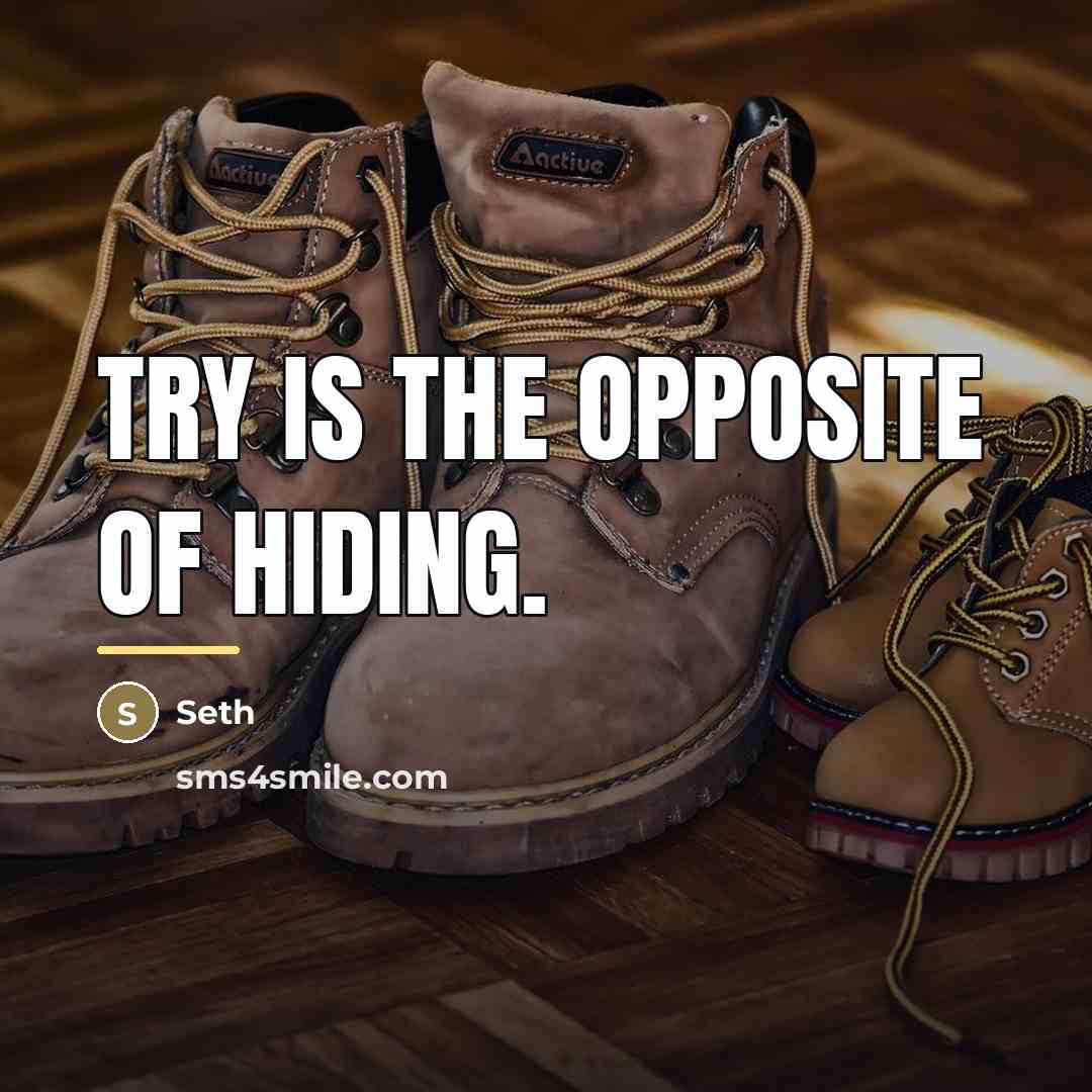 “Try is the opposite of hiding.…” quote by Seth