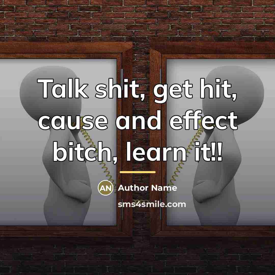 “Talk shit, get hit, cause and effect bitch, learn it!!…” quote by Author Name