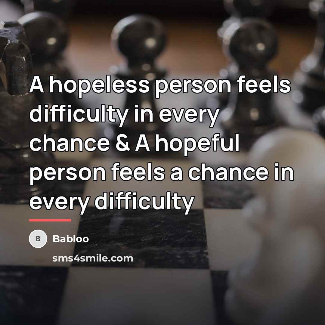 “A hopeless person feels difficulty in every chance & A…” quote by Babloo