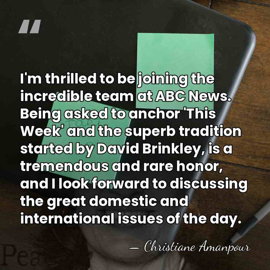 I'm thrilled to be joining the incredible team at ABC News. Being&hellip; - Christiane Amanpour