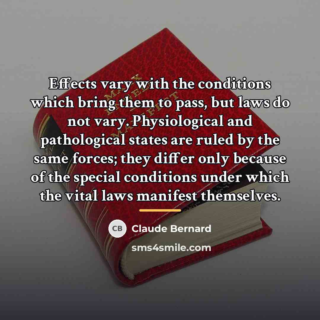 “Effects vary with the conditions which bring them to pass,…” quote by Claude Bernard
