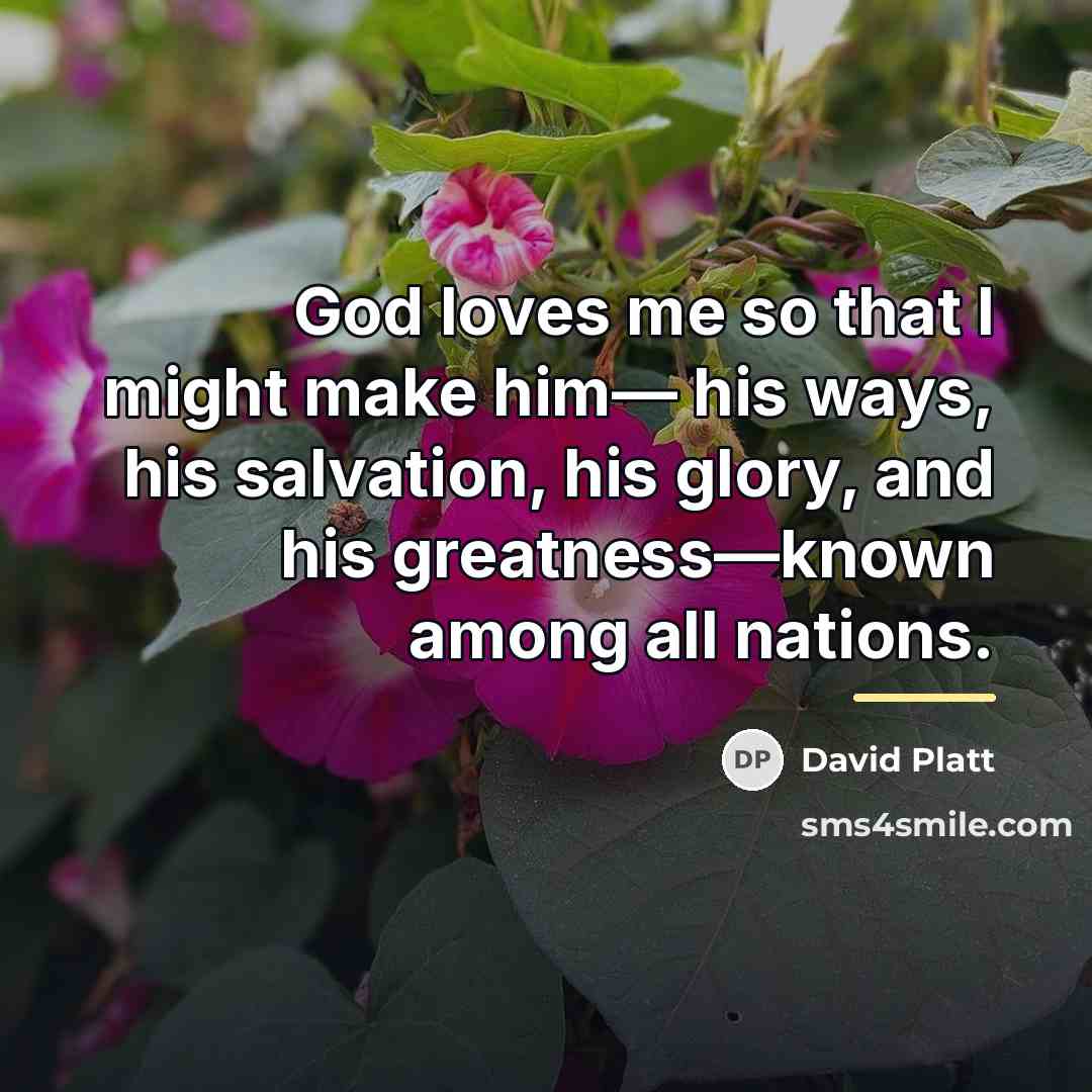 “God loves me so that I might make him— his…” quote by David Platt