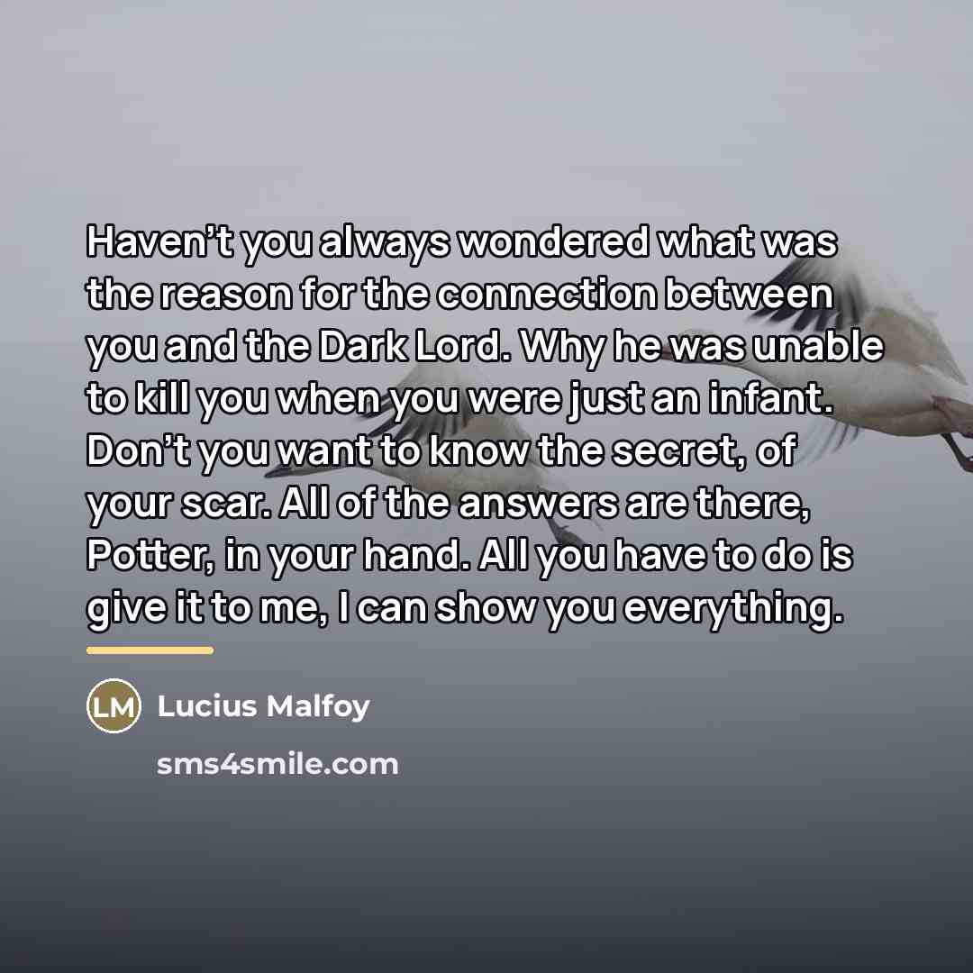 “Haven't you always wondered what was the reason for the…” quote by Lucius Malfoy