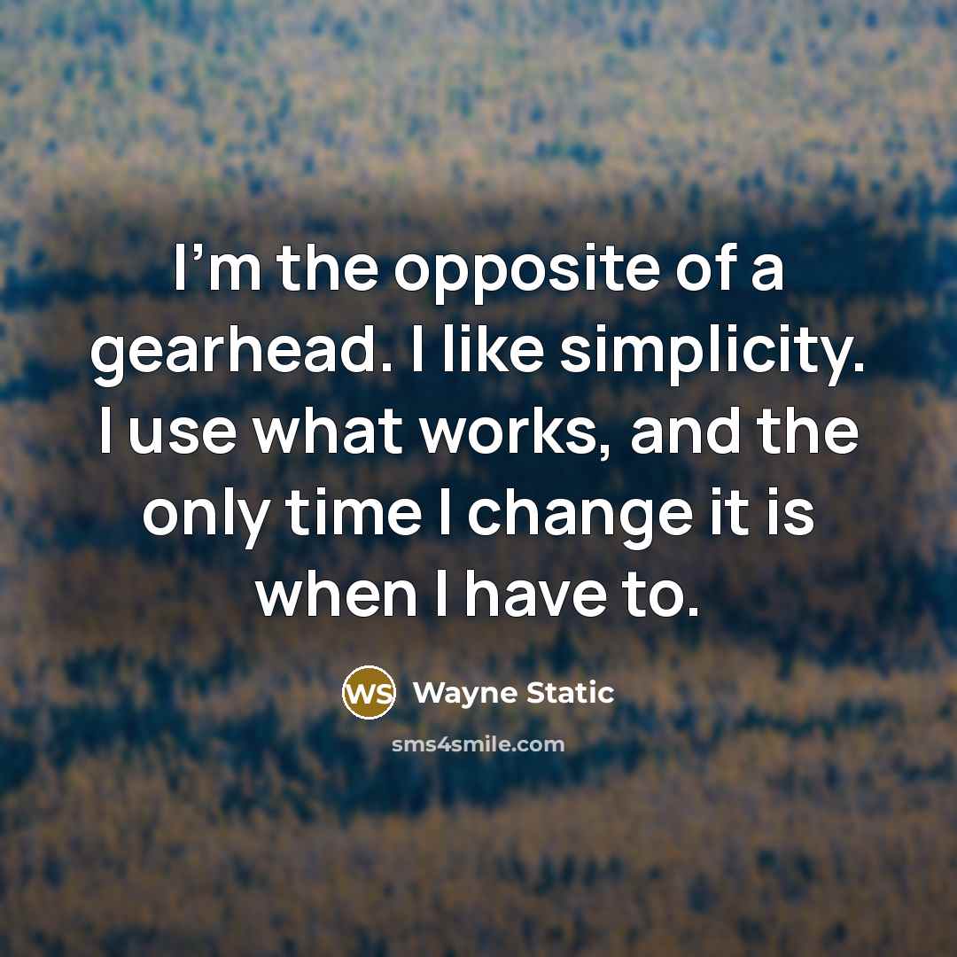“I'm the opposite of a gearhead. I like simplicity. I…” quote by Wayne Static