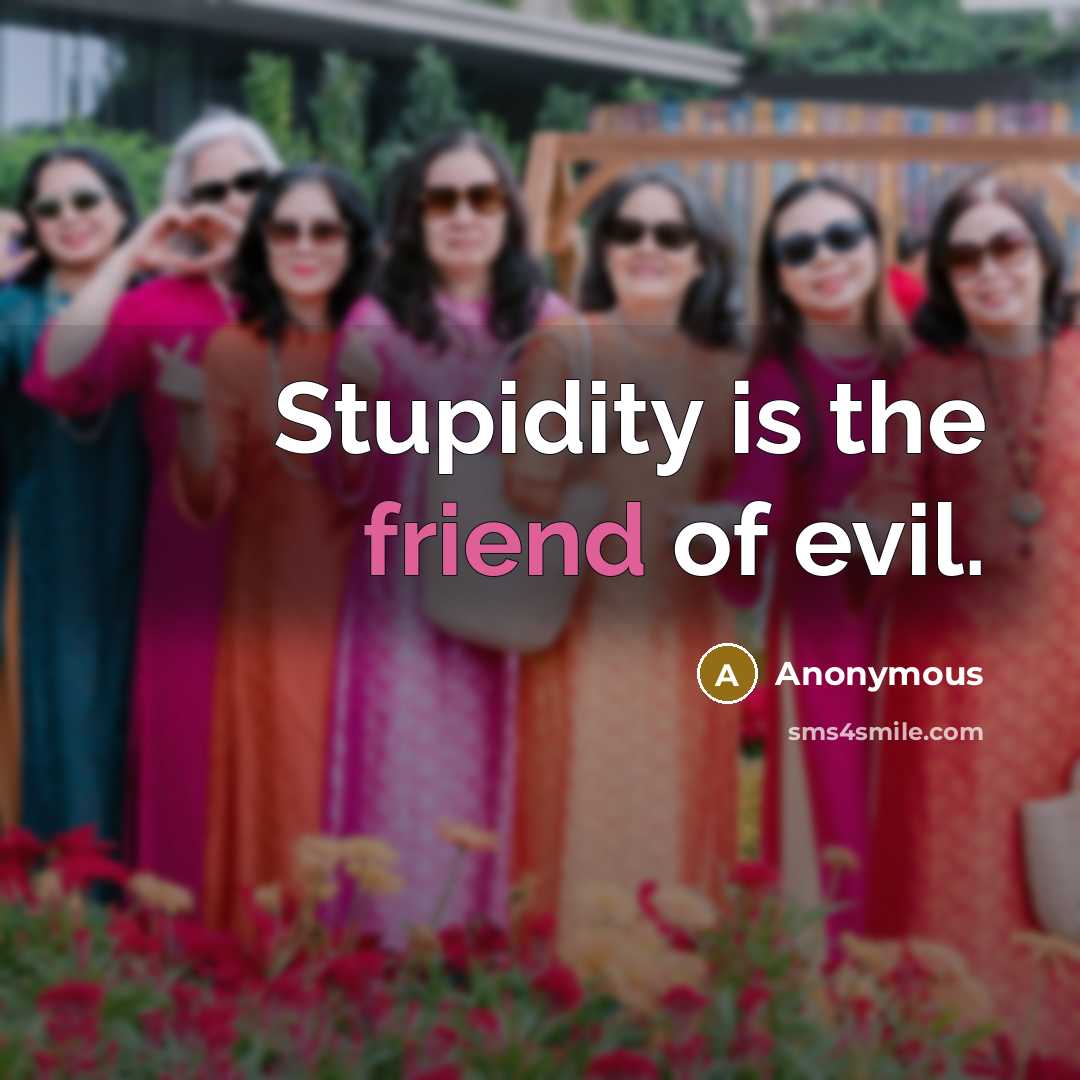 “Stupidity is the friend of evil.…” quote by Anonymous