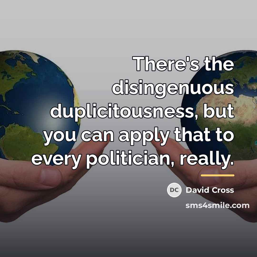 “There's the disingenuous duplicitousness, but you can apply that to…” quote by David Cross