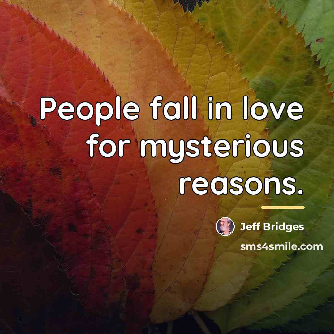 “People fall in love for mysterious reasons.…” quote by Jeff Bridges