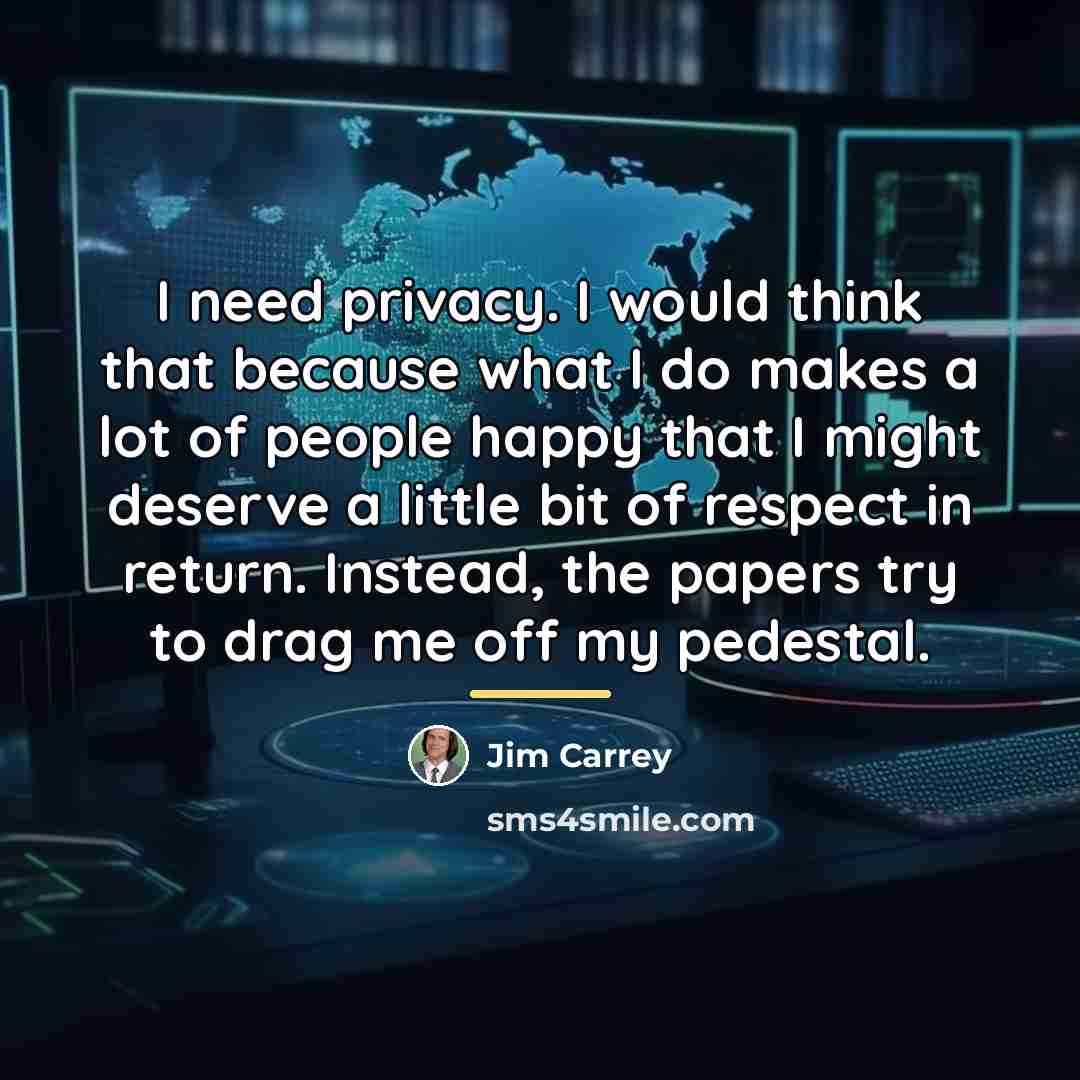 “I need privacy. I would think that because what I…” quote by Jim Carrey