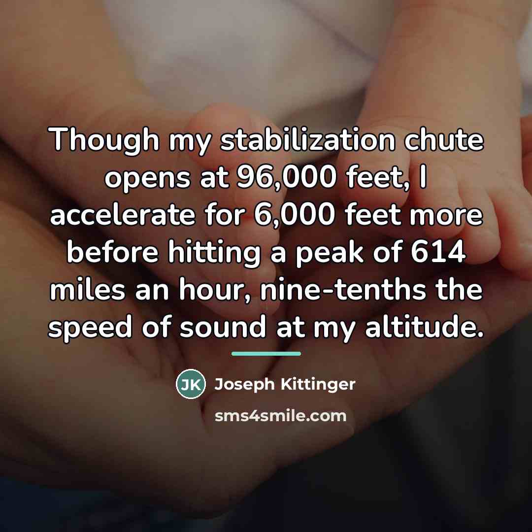 “Though my stabilization chute opens at 96,000 feet, I accelerate…” quote by Joseph Kittinger