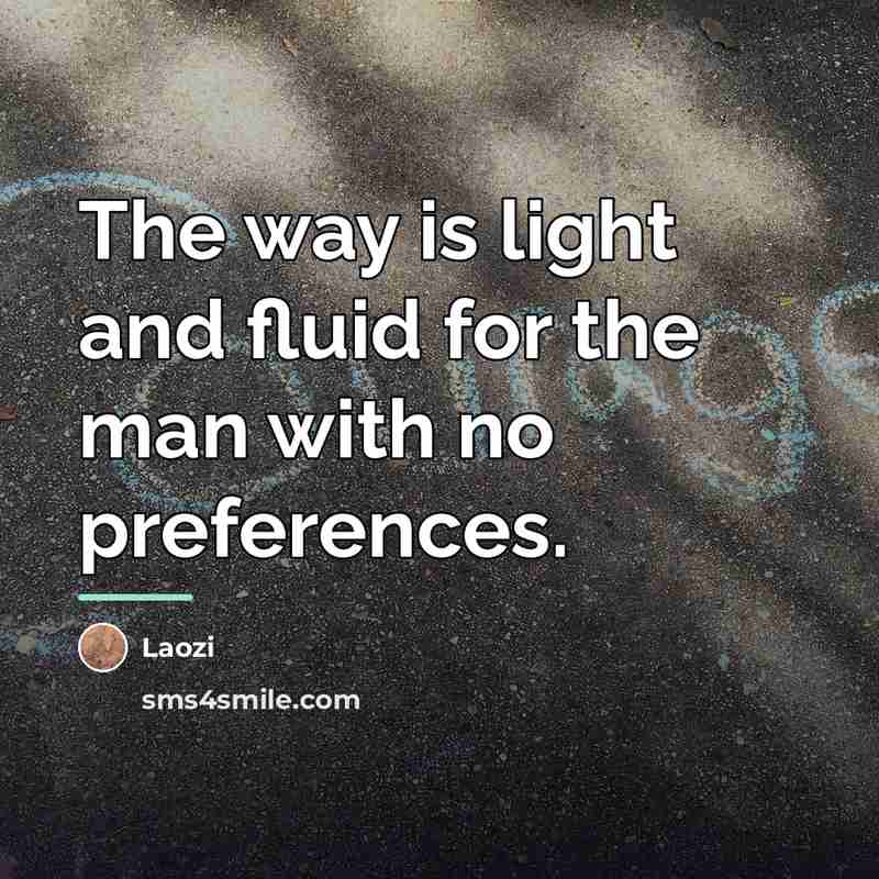 “The way is light and fluid for the man with…” quote by Laozi