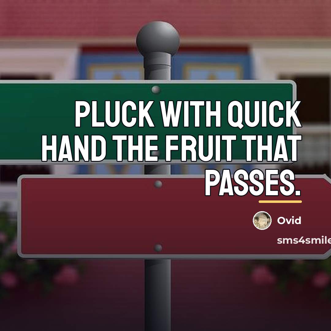 “Pluck with quick hand the fruit that passes.…” quote by Ovid