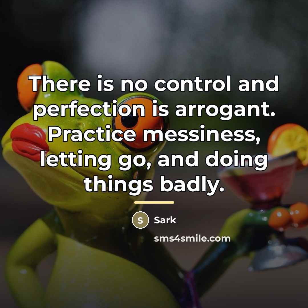 “There is no control and perfection is arrogant. Practice messiness,…” quote by Sark