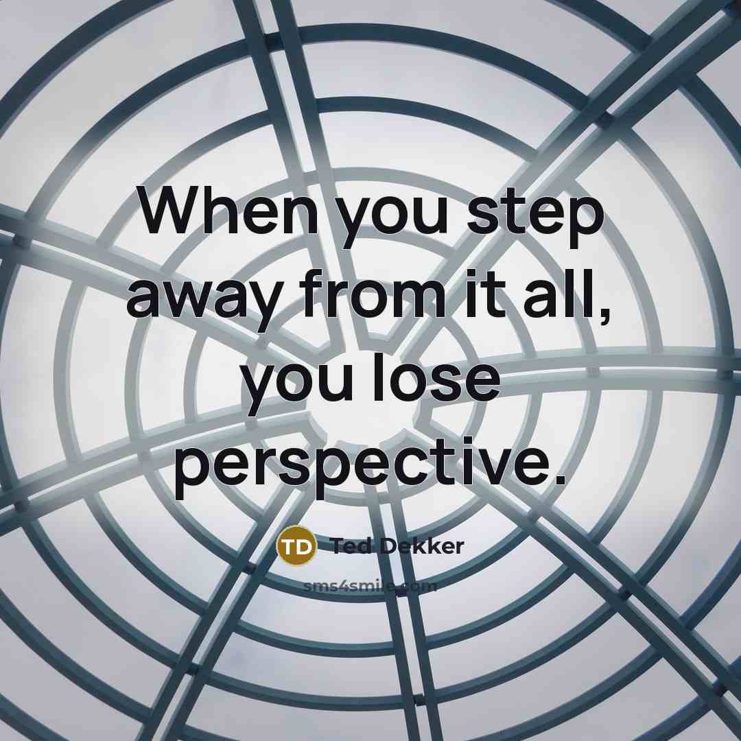 “When you step away from it all, you lose perspective.…” quote by Ted Dekker