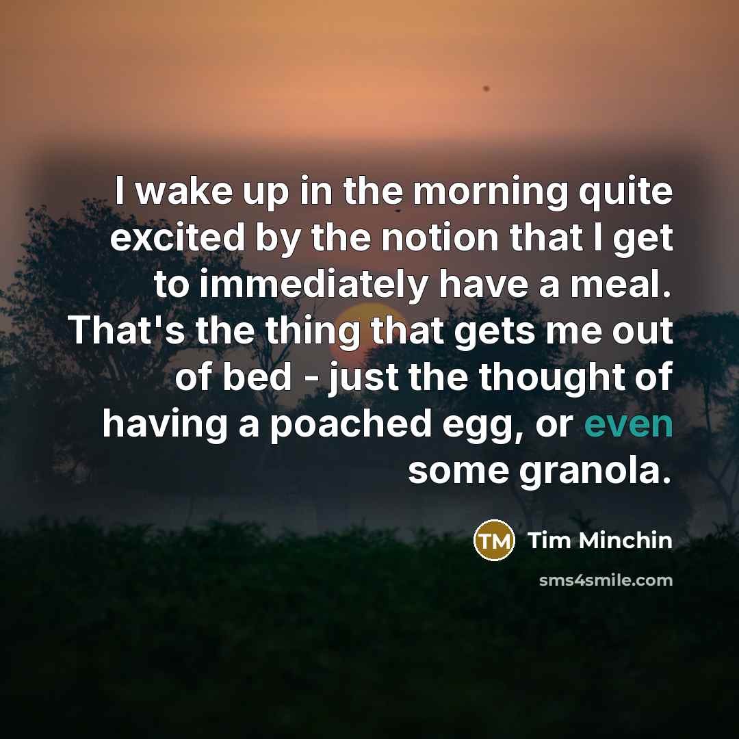 “I wake up in the morning quite excited by the…” quote by Tim Minchin