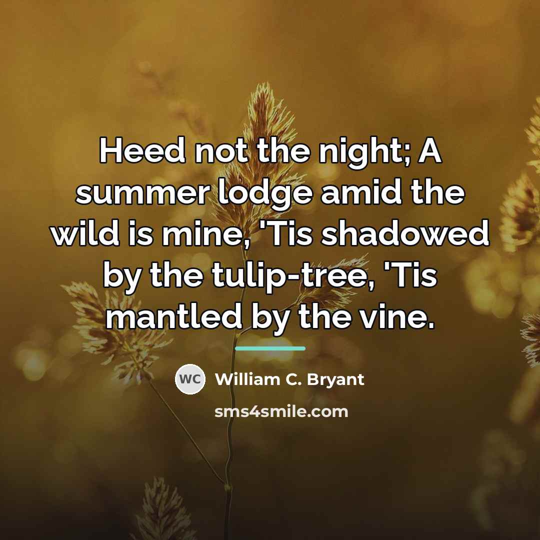 “Heed not the night; A summer lodge amid the wild…” quote by William C. Bryant