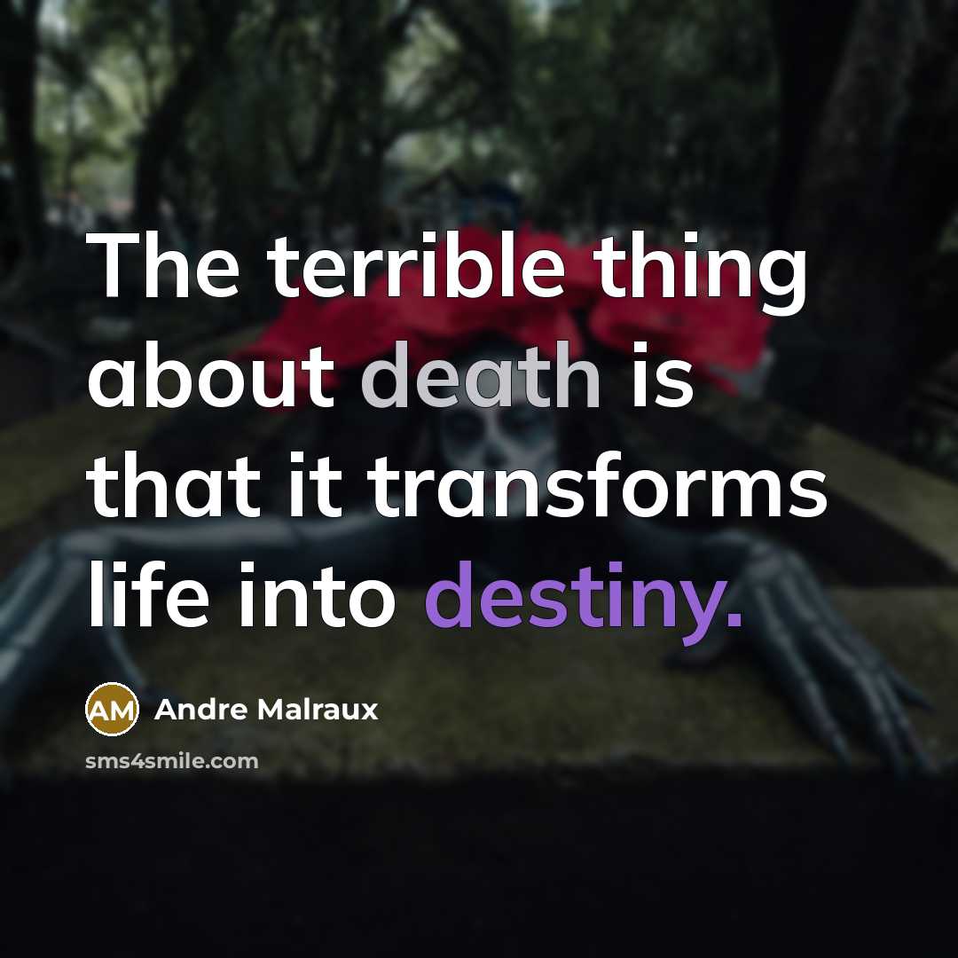 “The terrible thing about death is that it transforms life…” quote by Andre Malraux
