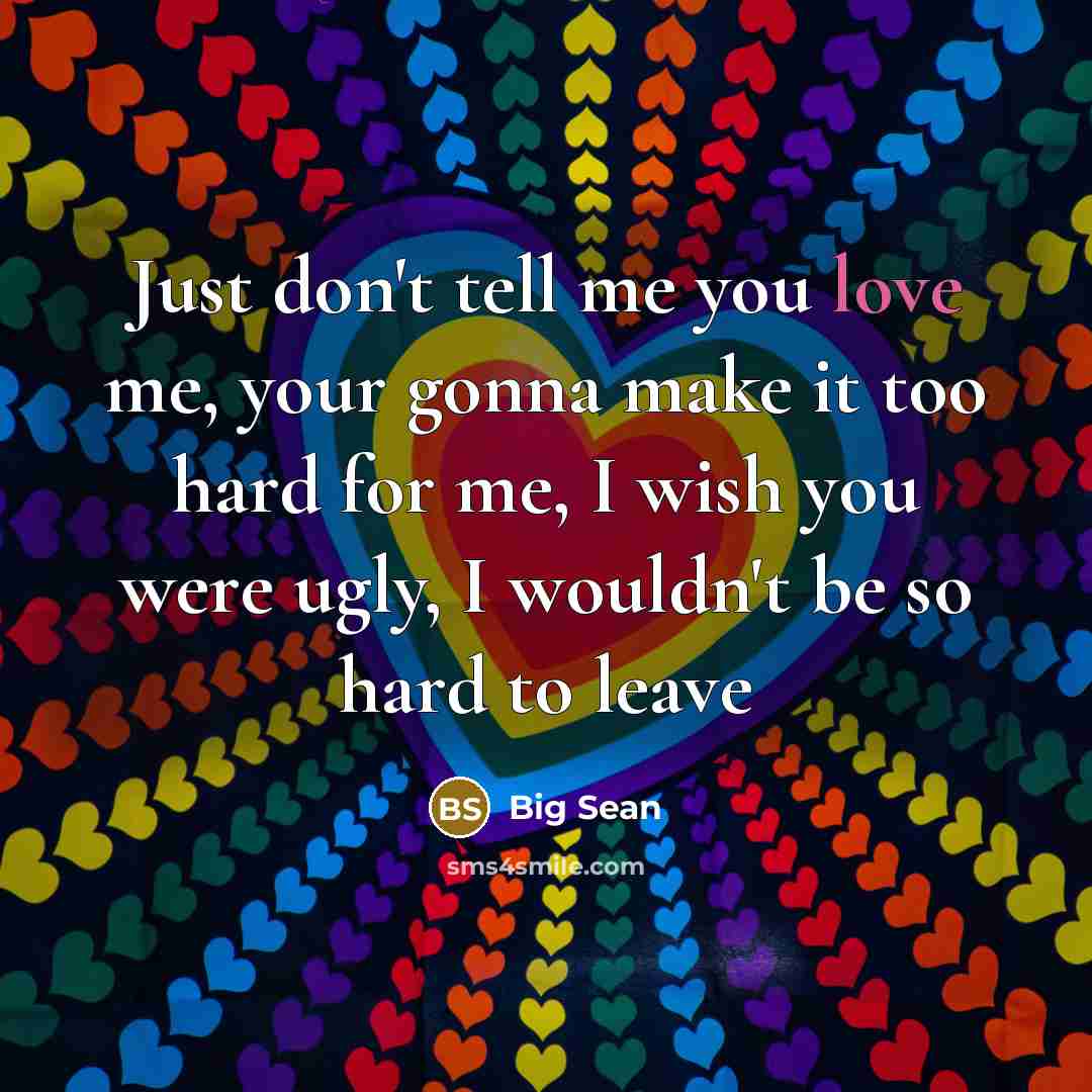 “Just don't tell me you love me, your gonna make…” quote by Big Sean