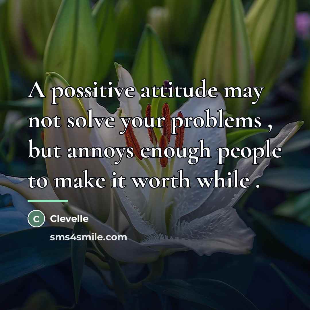 “A possitive attitude may not solve your problems , but…” quote by Clevelle