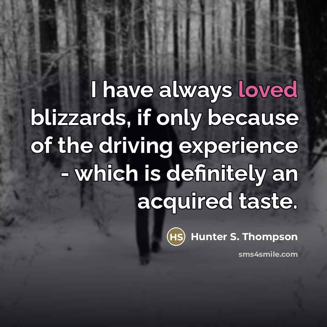 “I have always loved blizzards, if only because of the…” quote by Hunter S. Thompson