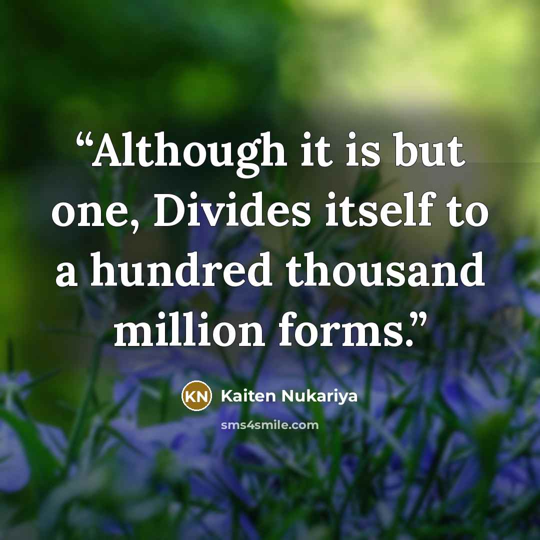 “Although it is but one, Divides itself to a hundred thousand million forms.” quote by Kaiten Nukariya