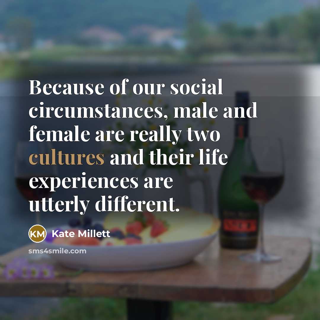 “Because of our social circumstances, male and female are really…” quote by Kate Millett